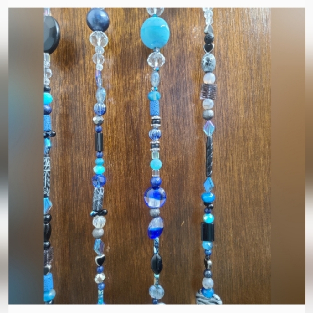 Silver and Blue Beaded Wind Chimes/Suncatcher - Picture 6 of 9